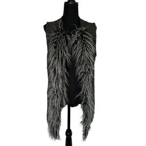 Ruby Rd Gray & Silver Sweater Vest with Faux Fur, Medium, NWT